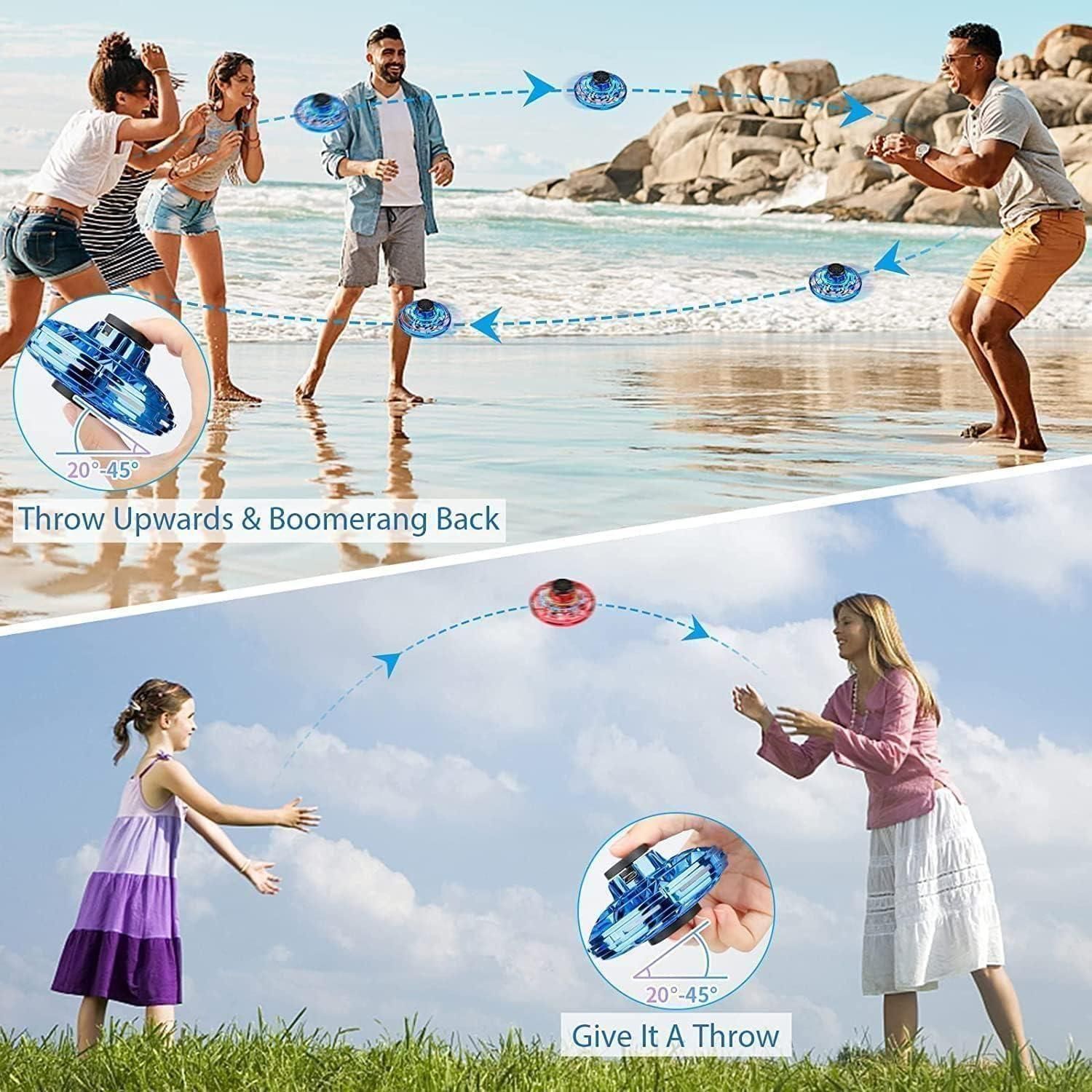 Magic Flying Orb Spinner – LED Light Flying Ball Toy | Rechargeable Boomerang Drone | 360° Spinner Outdoor Fun for Kids & Adults (Assorted Colors)