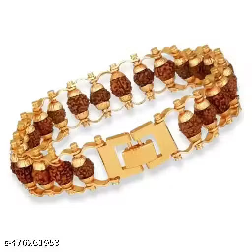 KYOOT JEWELS Gold Plated Chain Rudraksh Bracelet For Boys and Men